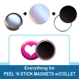 1 inch Button Parts, Everything For Peel n Stick Magnets with Collet