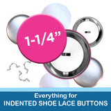 1.25 inch Button Parts, Everything For Indented Shoelace Buttons