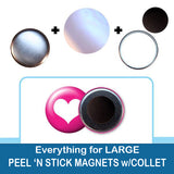 1.25 inch Button Parts, Everything For Large Peel n Stick Magnets Collet