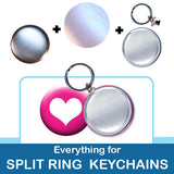 1.75 inch Button Parts, Everything For Split Ring Keychains