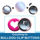 3 inch Button Parts: Everything to make 3&quot; Bulldog Clip Buttons