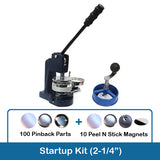 FLEX2000 Startup Button Maker: button press, circle cutter, 100 pinback parts, and 10 magnets